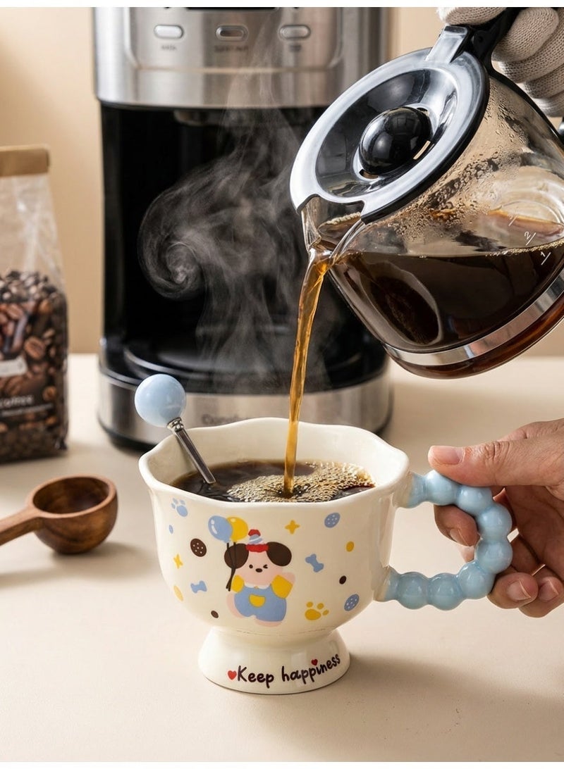 Warwick Kawaii Ceramic Coffee Mug with Unique Bubble Handle - Cute Puppy Design Tea Cup for Ladies, High-Quality Footed Pedestal Mug for Afternoon Tea, Office & Home Decor - Ideal Birthday or Ramadan Gift for Women & Girls - Image 3